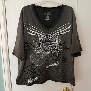 Hot Topic Charcoal Supernatural V-Neck Tee